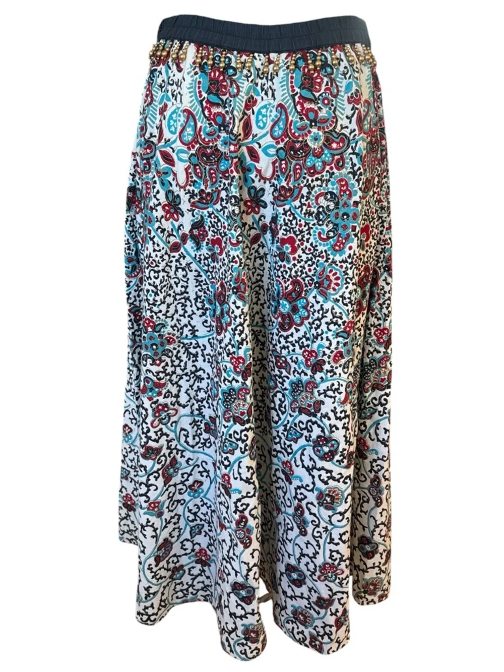 Coldwater Creek blue red  bohemian paisley maxi skirt M